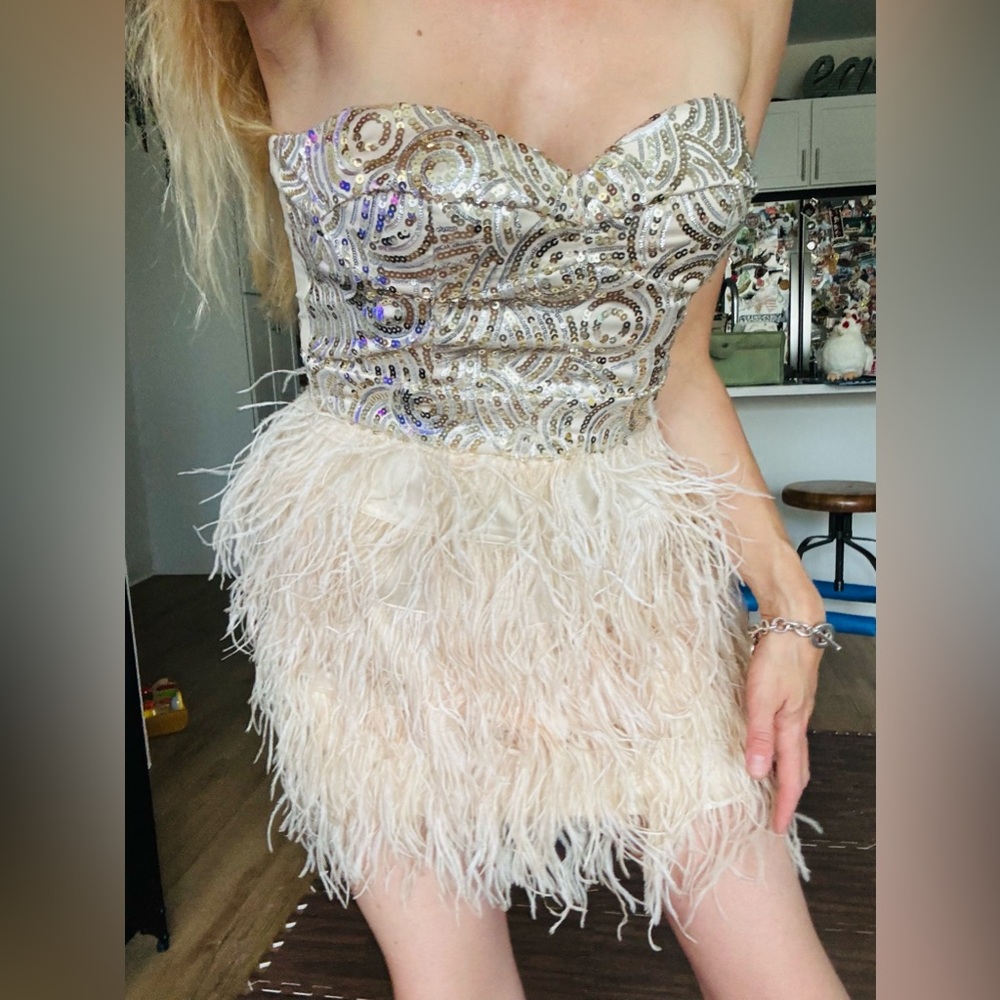 Bebe feather dress